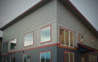 Yvonne's Art Studio Exterior Paint-gray with red trim